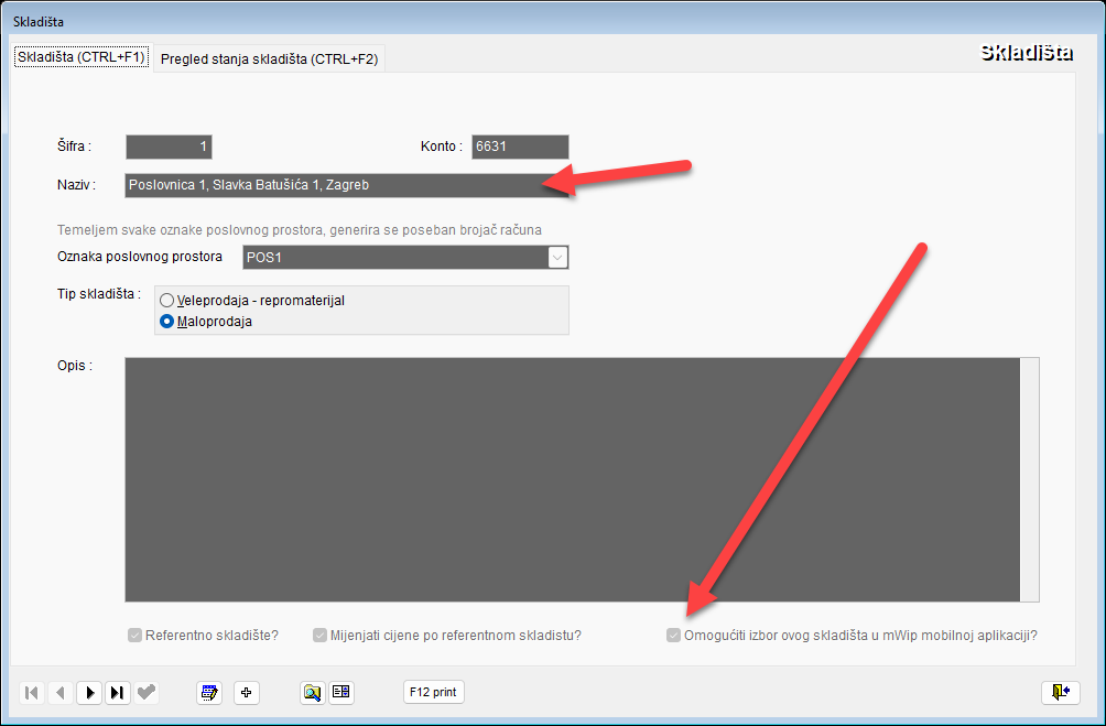 Podešavanje skladišta